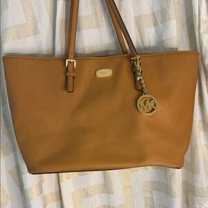 Michael Kors Camel Leather Tote, damaged as shown.